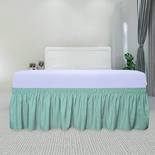 PureFit Wrap Around Ruffled Bed Skirt, Baby Blue, Twin/Full - 22" Drop - Image 2