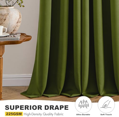 MIULEE Blackout Curtains for Bedroom 2 Panel 40"x36" Long Light Olive Green - Image 5