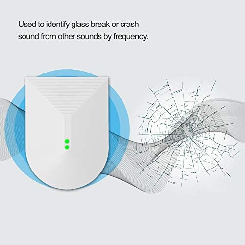 HEEPDD Glass Break Shock Detector, Security Window Sensor with 9 Meters Range, Wall Mount, Ceiling Compatible for Home Protection System