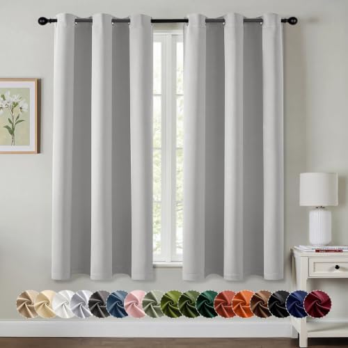 MIULEE Blackout Curtains for Bedroom 2 Panels 40 x 45 Inch Long Silver by MIULEE
