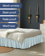 CGK Wrap Around Dust Ruffle Bed Skirt - Queen Size, 24" Inch, Ice Blue - Image 5