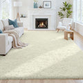 6x9 Fluffy Shag Area Rugs for Living Room Bedroom: Soft Carpet Cream White by CarpetAddColortoYourLife
