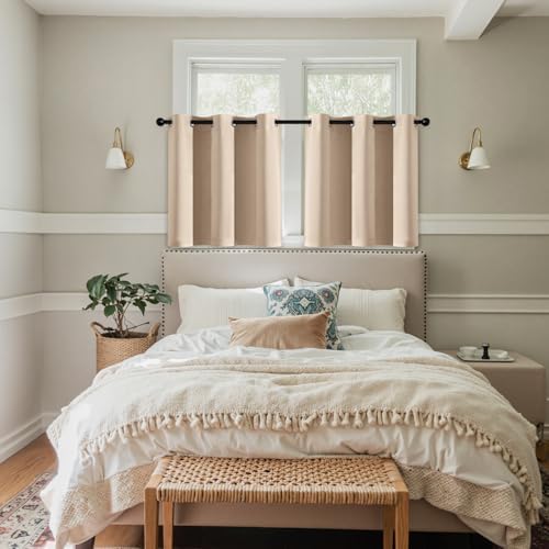MIULEE Blackout Curtains for Bedroom 2 Panels 40 x 36 Inch Long Beige - Image 7