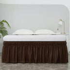 MEILA Wrap Around Elastic Bed Skirt for Twin & Full Beds, 14" Drop, Brown - Image 2