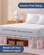 CGK Wrap Around Dust Ruffle Bed Skirt - Queen Size, 15" Inch, Bloom - Image 2