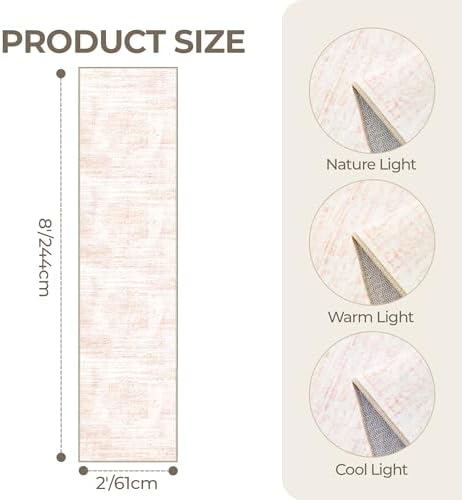 2x8 Runner Rug, Washable Runners for Hallways wirh Rubber Backing, Stain Resistant Kitchen Rug, Soft Thin Carpet Runner for Entrance, Bedroom, Living Room Indoor(2'x8', Pink/White) - Image 2