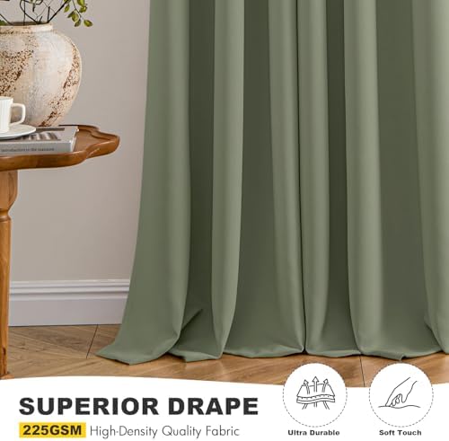 MIULEE Blackout Curtains for Bedroom 2 Panels 40 x 45 Inch Long Sage - Image 5