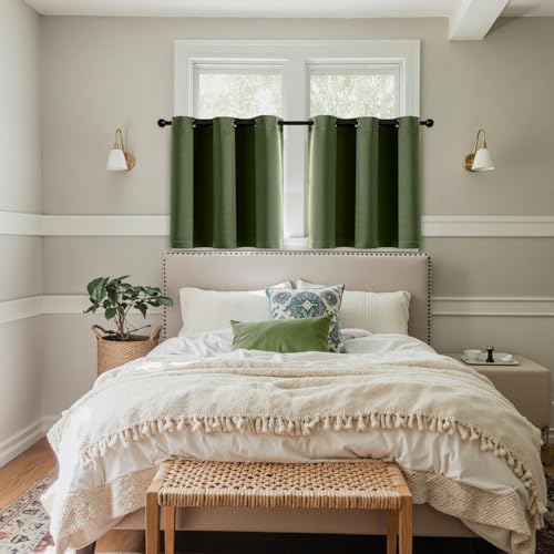 MIULEE Blackout Curtains for Bedroom 2 Panels 40 x 36 Inch Long Olive Green - Image 6