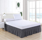 MEILA Wrap Around Bed Skirt for Queen & King Beds, 16" Drop, Dark Grey - Image 2