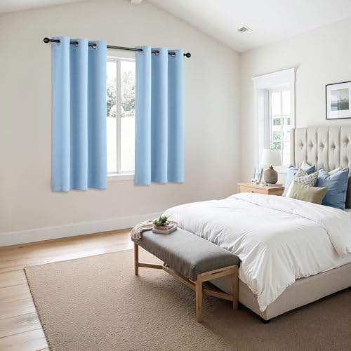 MIULEE Blackout Curtains for Bedroom 2 Panels 40 x 45 Inch Long Sky Blue - Image 6