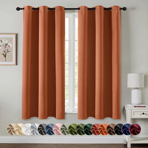 MIULEE Fall Blackout Curtains for Bedroom 2 Panels 40 x 63 Inch Long Rust by MIULEE