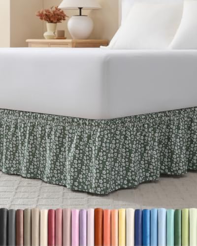 CGK Wrap Around Dust Ruffle Bed Skirt - Full Size, 18" Inch, Green Meadow by CGKUnlimited