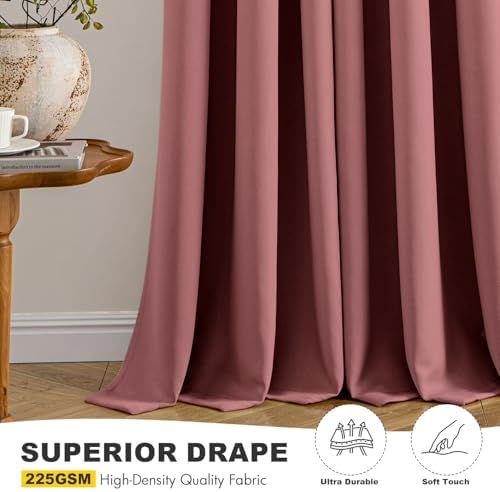 MIULEE Blackout Curtains for Bedroom 2 Panels 40 x 54 Inch Long Dusty Rose - Image 5