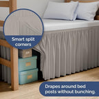 CGK Linens Dorm Room Bed Skirt Full XL - Dorm Essentials - 30" Light Grey - Image 4