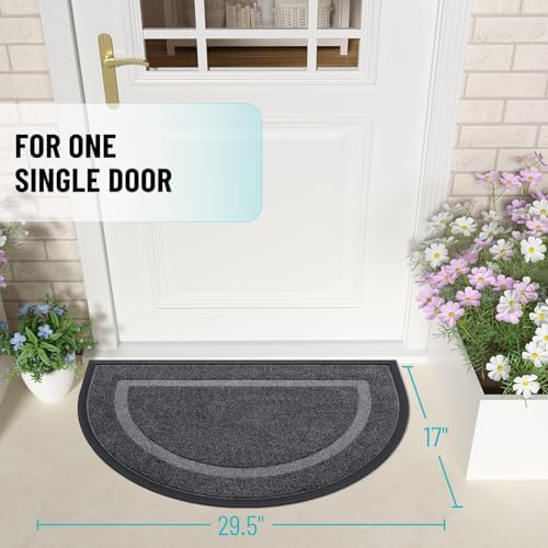 OLANLY Half Circle Front Door Mat Outside 29.5x17 All-Season Rubber Doormat - Image 2