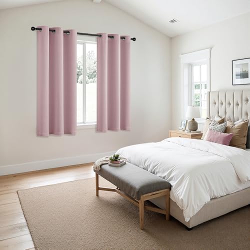 MIULEE Blackout Curtains for Bedroom 2 Panels 40 x 63 Inch Long Blush Pink - Image 6