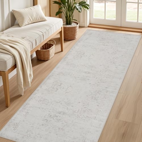 3x10 Hallway Washable Runner Rug: Kitchen Carpet Neutral Cream - Image 2