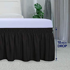 PureFit Wrap Around Ruffled Bed Skirt, Black, Queen/King - 18" Drop - Image 6