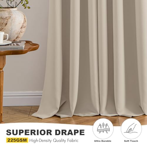 MIULEE Blackout Curtains for Bedroom 2 Panels 40 x 63 Inch Long Light Beige - Image 5