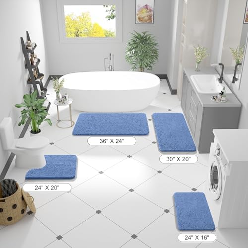 OLANLY Bathroom Runner Rugs 59x20, Extra Soft Absorbent Chenille Bath Rugs - Image 2