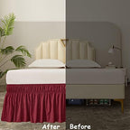 MEILA Wrap Around Bed Skirt for Queen & King Beds, 18" Drop, Burgundy - Image 6