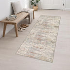 2.6x8 Washable Runner Rug：Modern Abstract Kitchen Soft Carpet Taupe - Image 3