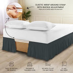 Wrap Around Twin Bed Skirt, Easy Fit Elastic Belt, 16 Inch Drop, Grey - Image 3