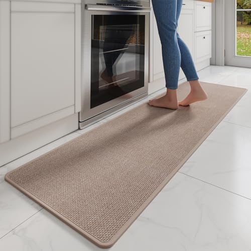 YDKGL Long Kitchen Runner Rugs Kitchen Mat Non Slip Washable Brown 17"x71" by YDKGL