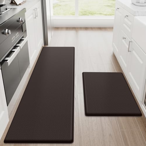 StepRite Kitchen Mats for Floor, 2-Piece Anti-Fatigue Rugs, Chocolate by Bringcushiontoyourlife