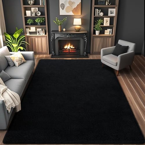 AROGAN 6x9 Area Rugs for Living Room Non Slip Dorm Bedroom Rug, Black - Image 2