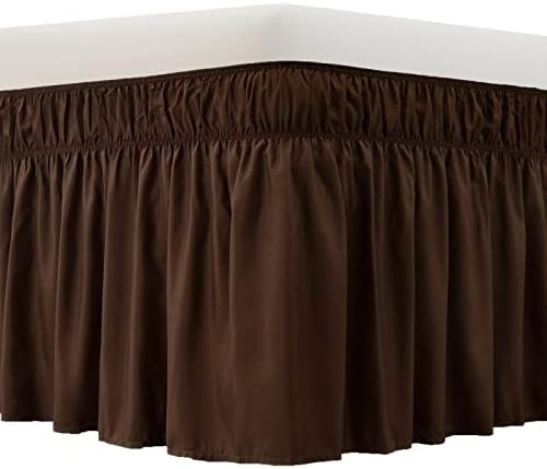 MEILA Wrap Around Elastic Bed Skirt for Twin & Full Beds, 14" Drop, Brown by MEILA