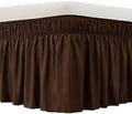 MEILA Bed Skirt Three Fabric Sides Elastic Wrap Around Dust Ruffled Solid Bed Skirts Easy On/Easy Off 16 Inch Tailored Drop, Chocolate, Twin/Full by MEILA