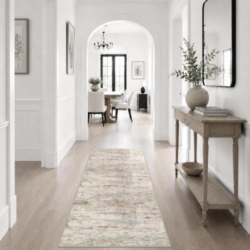 2x5 Washable Runner Rug：Modern Abstract Kitchen Soft Carpet Taupe - Image 5