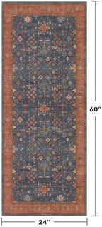 Hazo Haus Navy Blue Runner Rug 2x5 for Hallway, Kitchen, Bathroom, Mudroom, Laundry Room, Washable Non Slip Non Skid Rubber Backing Low Pile Stain Resistance - Image 2