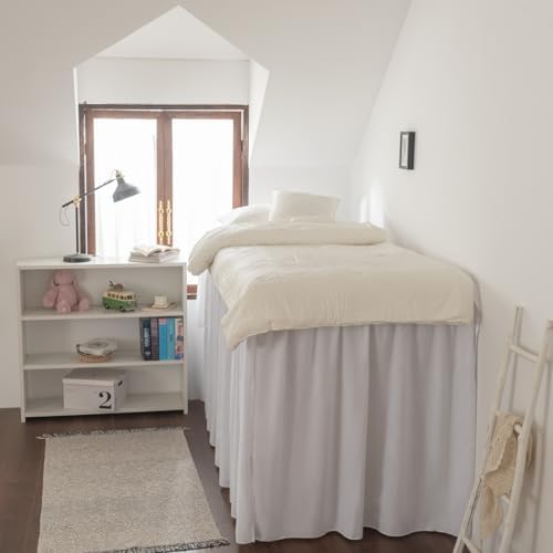 Dorm Room Bed Skirt Twin XL, College Dorm Room Essentials - White, 36 Inch - Image 5