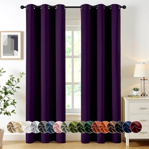MIULEE Blackout Curtains for Bedroom 2 Panel 40 x 72 Inch Long Royal Purple by MIULEE