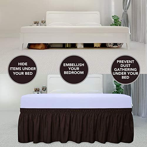 PureFit Wrap Around Ruffled Bed Skirt, Chocolate, Twin/Full - 22" Drop - Image 3