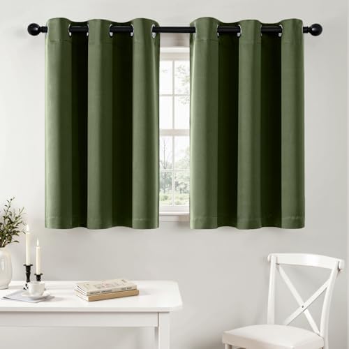 MIULEE Blackout Curtains for Bedroom 2 Panels 40 x 36 Inch Long Olive Green by MIULEE