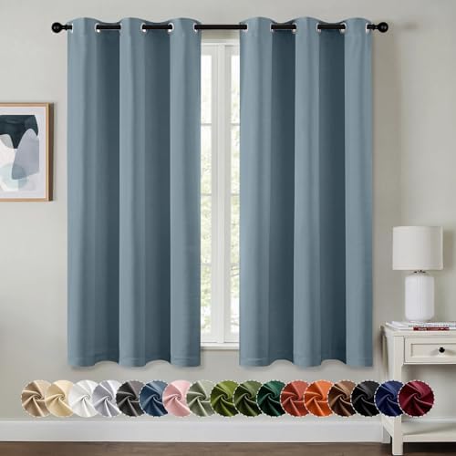 MIULEE Blackout Curtains for Bedroom 2 Panel 40 x 54 Inch Long Greyish Blue by MIULEE