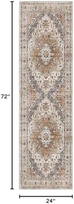 Madane Washable Runner Rug 2x6 Runners for Hallways Non Slip, Turmeric/Grey - Image 2