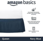 Amazon Basics Lightweight Pleated Bed Skirt, Fade Resistant, Wrinkle Resistant, Machine Washable, Queen, Navy Blue - Image 2
