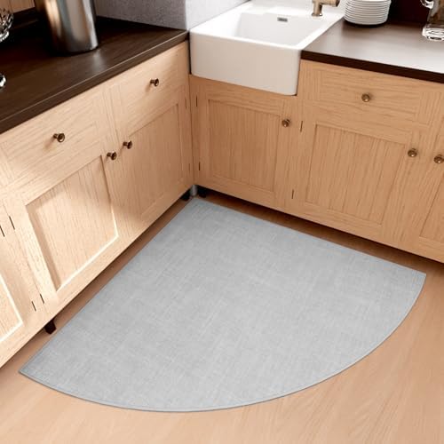 SUMLANS Fan Shaped Kitchen Mat 1 PCS, Cushioned Non Slip Rugs for Kitchen Floor, Absorbent Runner Comfort Standing Mats Washable for Kitchen, Office, Home (Grey, Radius 47") by SUMLANS