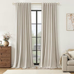 Guken Extra Long 100% Blackout Linen Curtains 108 Inches Grey Beige by Guken