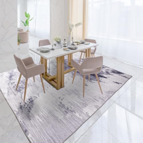 Area Rug 4x6 Light Grey Rug Washable Boho Rugs Non Slip Low Pile Abstract Small Carpet for Entryway, Bedroom, Kitchen, Classroom, Kids Room, Office, Dorm, Dining Room by OmpaaHomeDecor