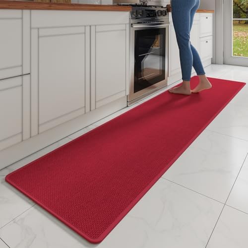 YDKGL Extra Long Kitchen Runner Rugs Kitchen Mat Non Slip Red 17"x95" by YDKGL