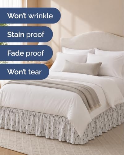 CGK Wrap Around Dust Ruffle Bed Skirt - Full Size, 12" Inch, Plants - Image 5