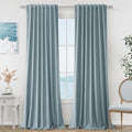 Guken 100% Blackout Blue Linen Curtains 86 Inch Long for Bedroom 2 Panels by Guken