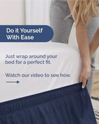 CGK Wrap Around Dust Ruffle Bed Skirt - Queen Size, 21" Inch, Navy Blue - Image 3