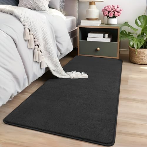 AROGAN Small Area Rugs for Bedroom, 2×4 Non Slip Runner Rug, Black by AROGANAREARUG
