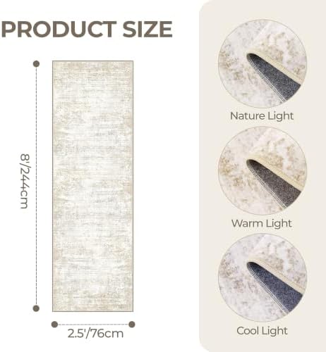2'6 x 8' Runner Rug Non Slip,Washable Kitchen Rugs,Brown - Image 2